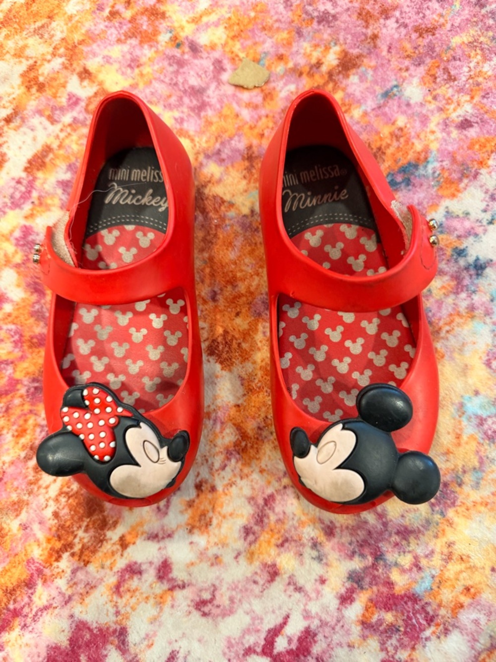 Mini Melissa Disney Minnie Mickey Shoes Toddler Red Mary Jane Size 8
